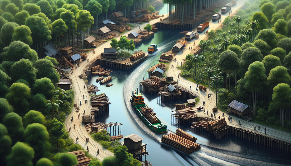 alt_text: Pengangkutan kayu ulin di Karimunjawa, berada di tengah perdebatan hukum dan lingkungan.