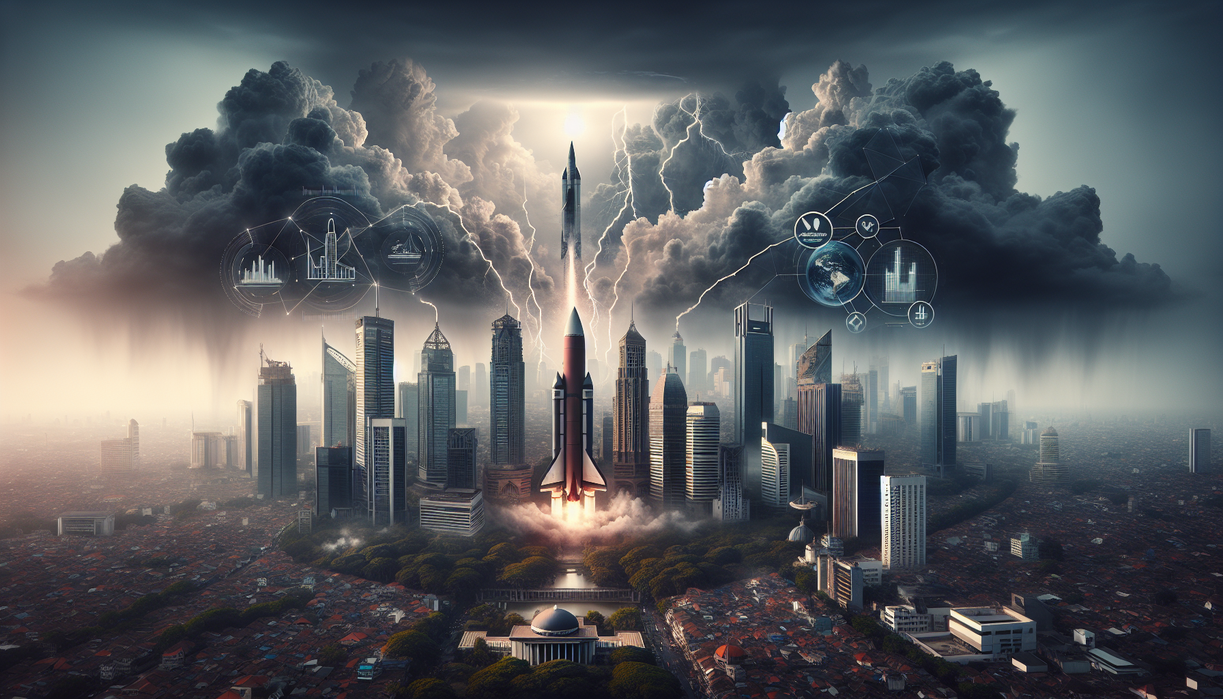 alt_text: Langit cerah di Jakarta, pengaruh besar pada kegiatan ekonomi kota yang sibuk.