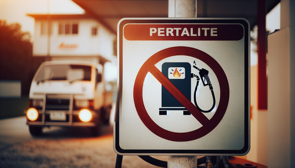 "alt_text": "Papan larangan kendaraan isi Pertalite di SPBU."