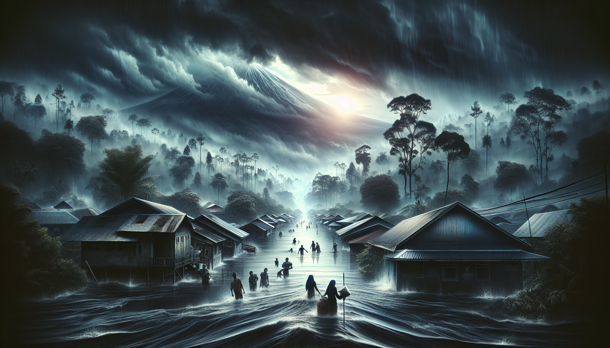 alt_text: Banjir melanda Sumut, rumah dan jalan tergenang, kerusakan parah akibat bencana hidrometeorologi.