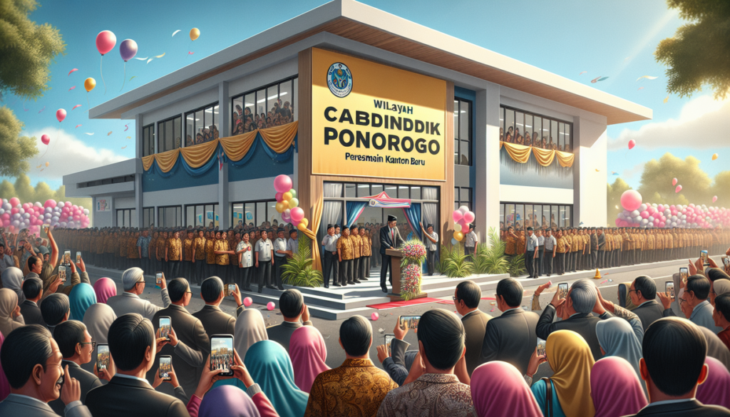 alt_text: Kantor Cabdindik Ponorogo dengan tema "Lompatan Baru Pendidikan Sehat".