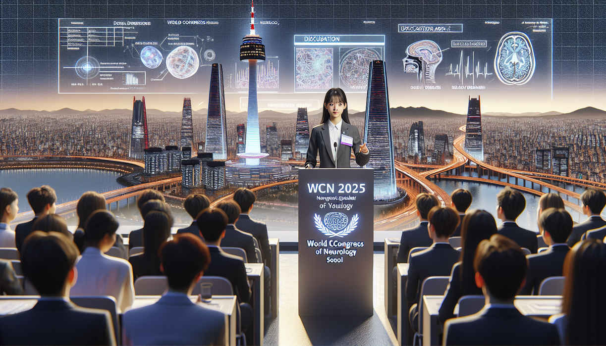 alt_text: Mahasiswi Unair berbicara di panggung dunia membawakan konten ilmiah.