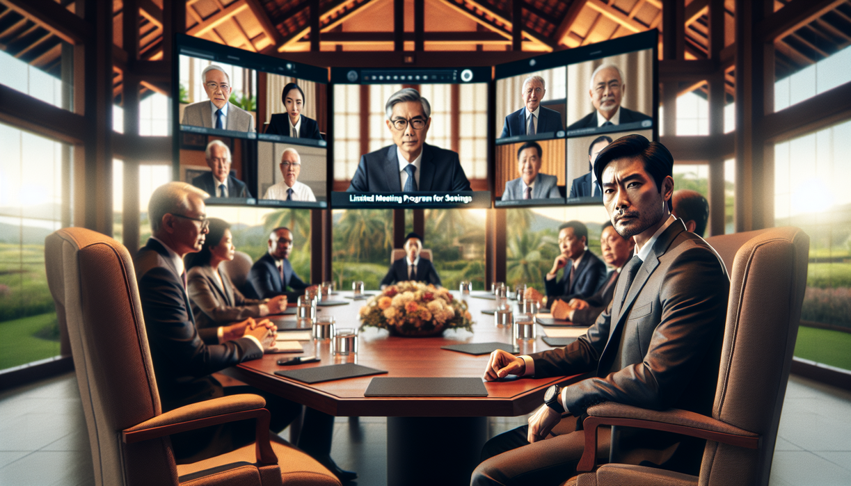 alt_text: Diskusi serius tentang penghematan anggaran negara di ruang konferensi Hambalang.