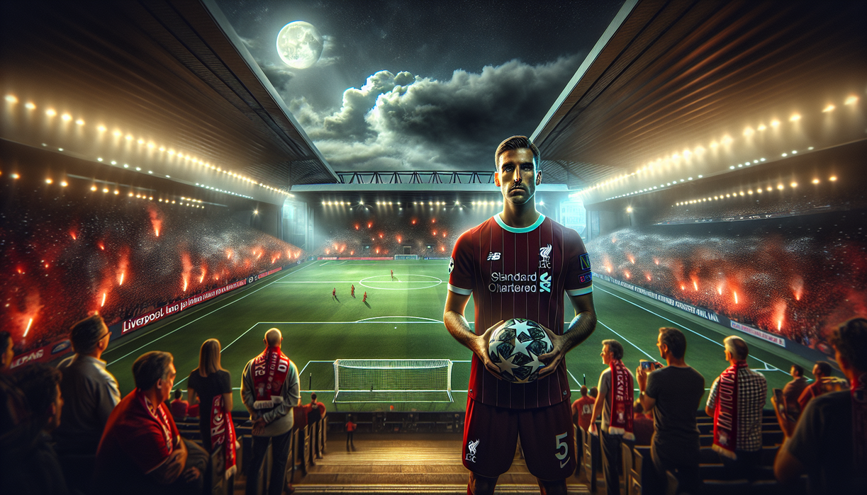 alt_text: "Pertandingan terakhir Liverpool vs PSG di Anfield, atmosfer tegang dan penuh tekanan."