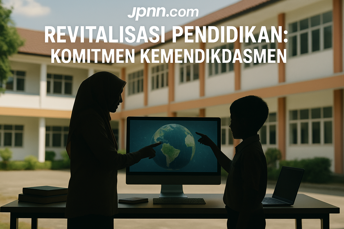 "alt_text": "Poster revitalisasi sekolah menuju pendidikan berkualitas untuk Indonesia Emas 2045."