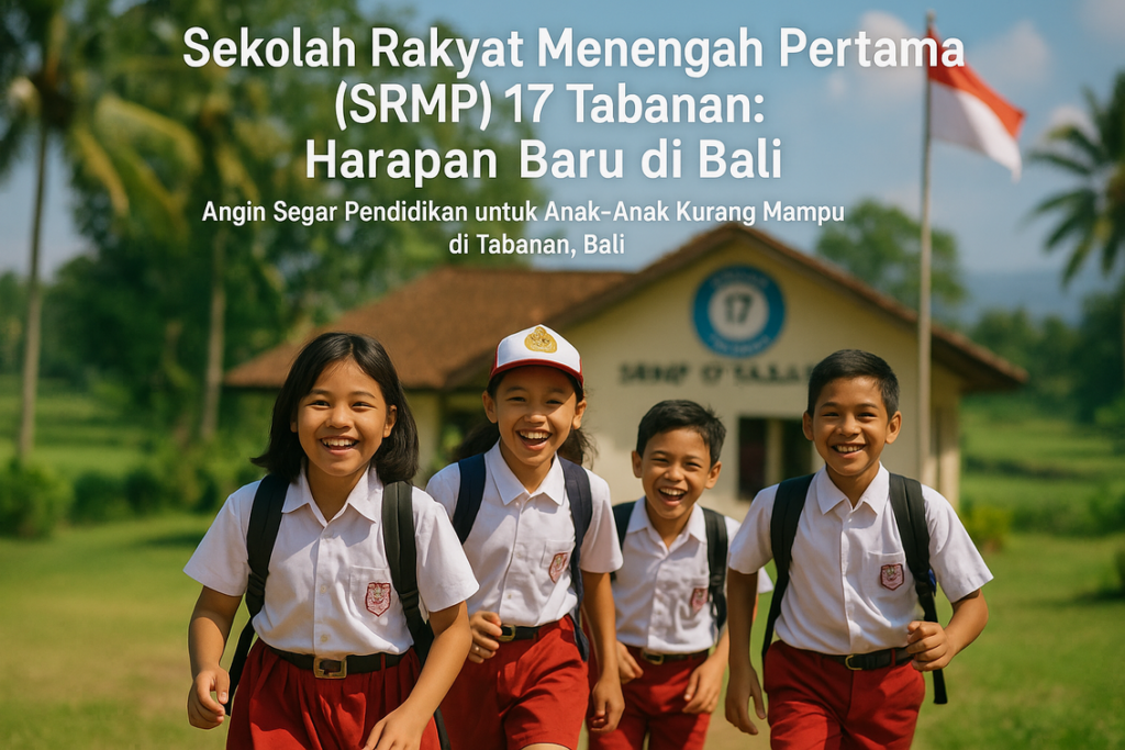 alt_text: "Logo SRMP 17 Tabanan: Sekolah Rakyat Tanpa Titipan, dengan nuansa edukatif dan inklusif."