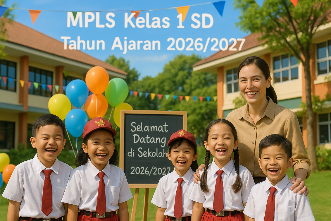 alt_text: Siswa SD ikut MPLS, belajar sambil bermain, suasana ceria dan penuh teman baru.