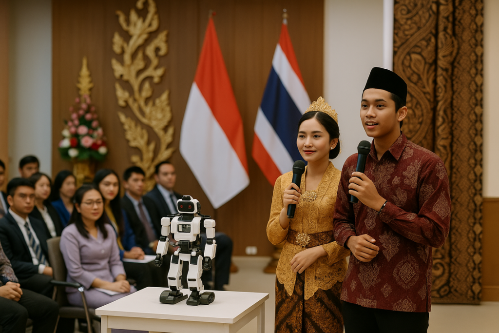 alt_text: Poster strategi internasionalisasi Untag Surabaya dengan rencana kolaborasi global.